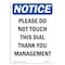 Signmission OSHA Notice, 7" Height, Please Do Not Touch This Dial Sign, 7" X 5", Portrait OS-NS-D-57-V-17434 - alternate 1